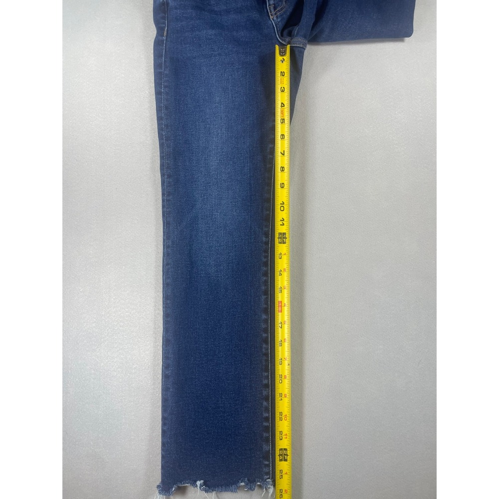 Vervet Blue Womens High Rise Straight Leg Raw Hem Jeans Dark Wash Size 26 T6143 - Picture 5 of 10